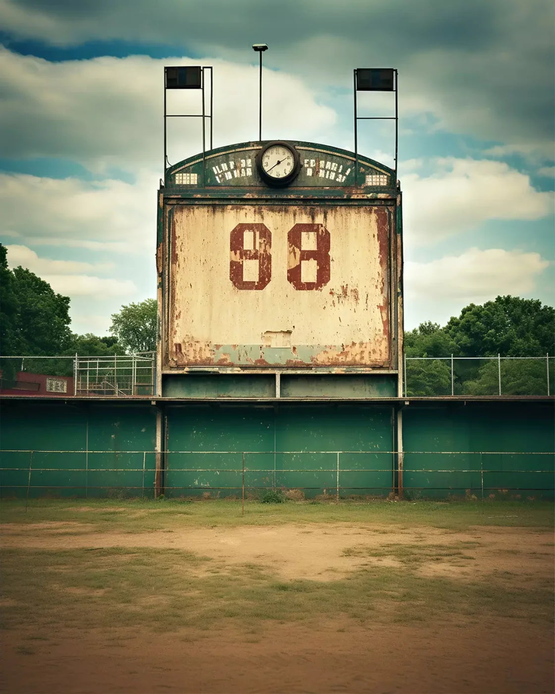 Sports Stadium Ball Field Vintage I 8’X10’ Fleece (96 X 120 Inch) Backdrop