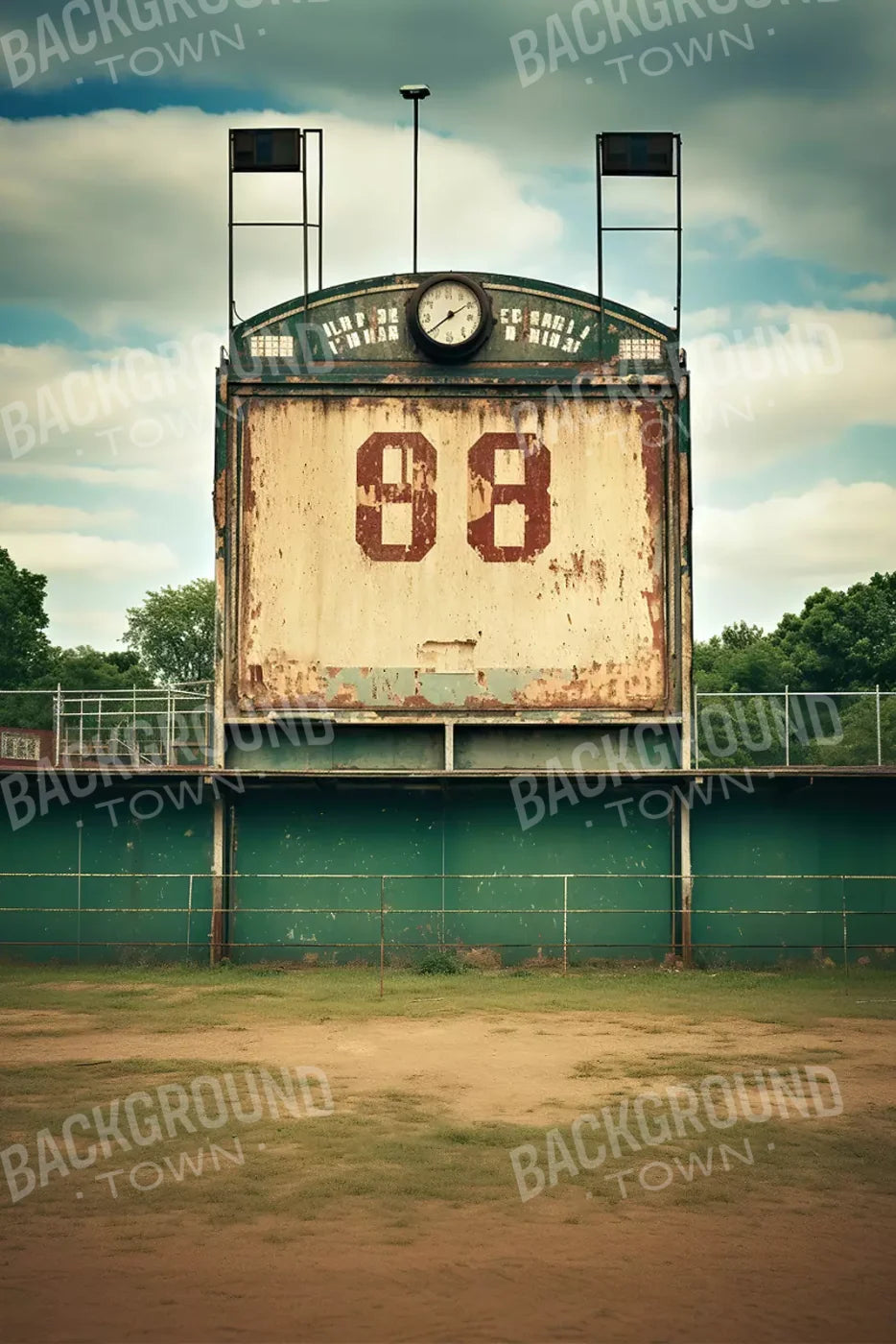 Sports Stadium Ball Field Vintage I 8’X12’ Ultracloth (96 X 144 Inch) Backdrop