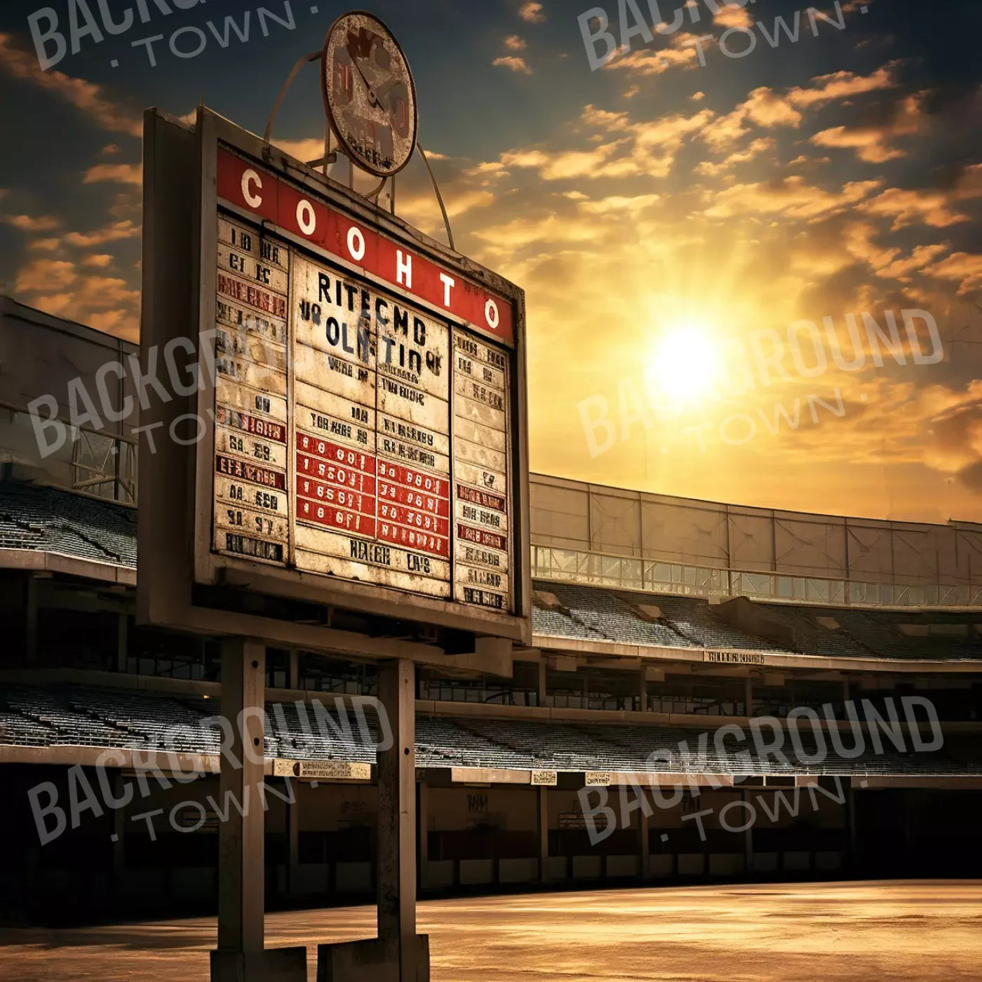 Sports Stadium Ball Field Vintage Ii 8’X8’ Fleece (96 X Inch) Backdrop