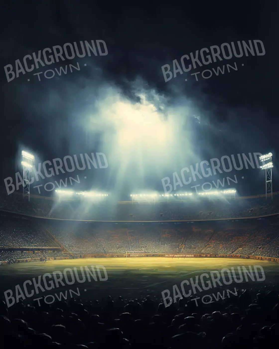 Sports Stadium Friday Night Lights I 8’X10’ Fleece (96 X 120 Inch) Backdrop