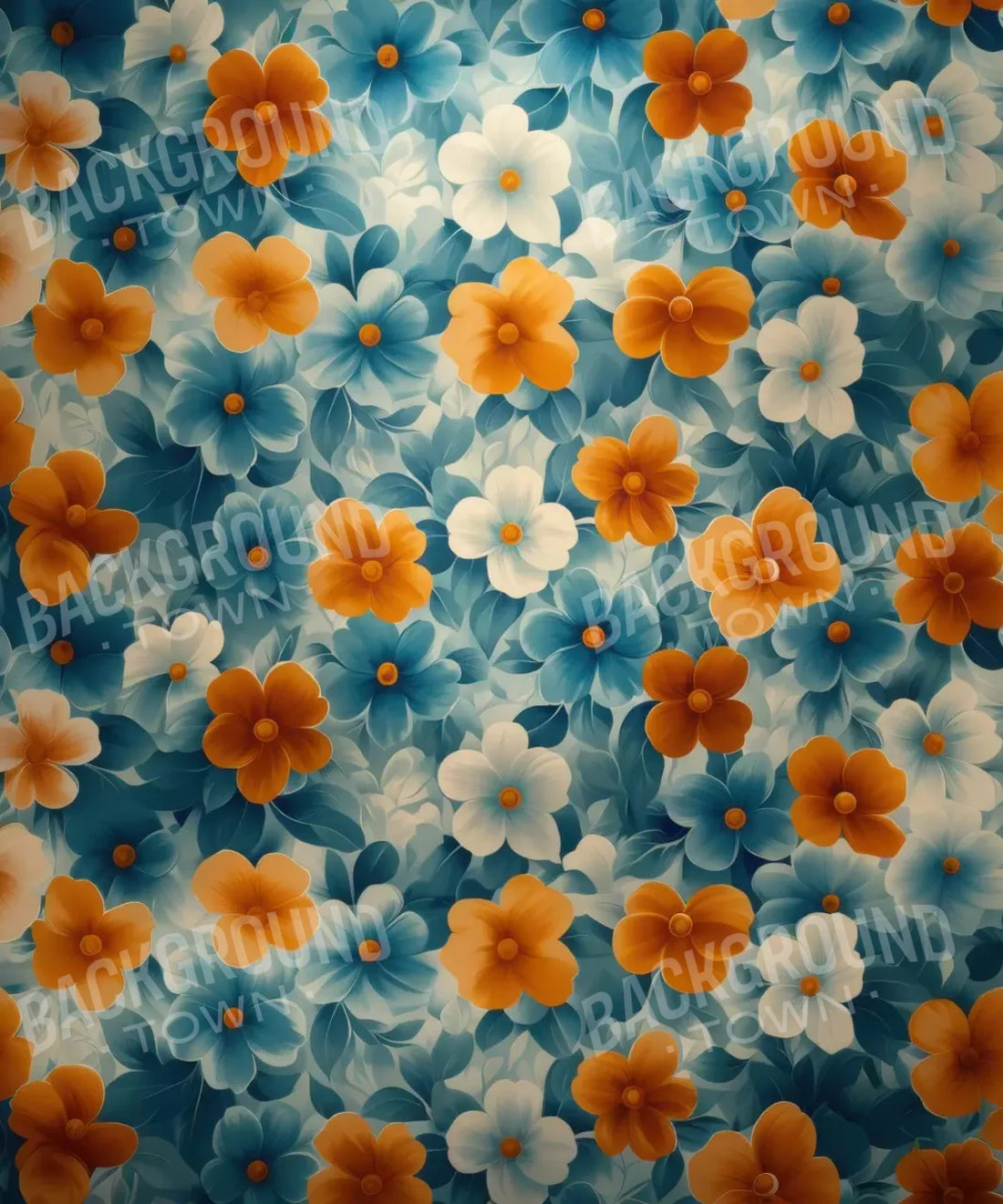 Orange White Blue  Backdrop for Photography