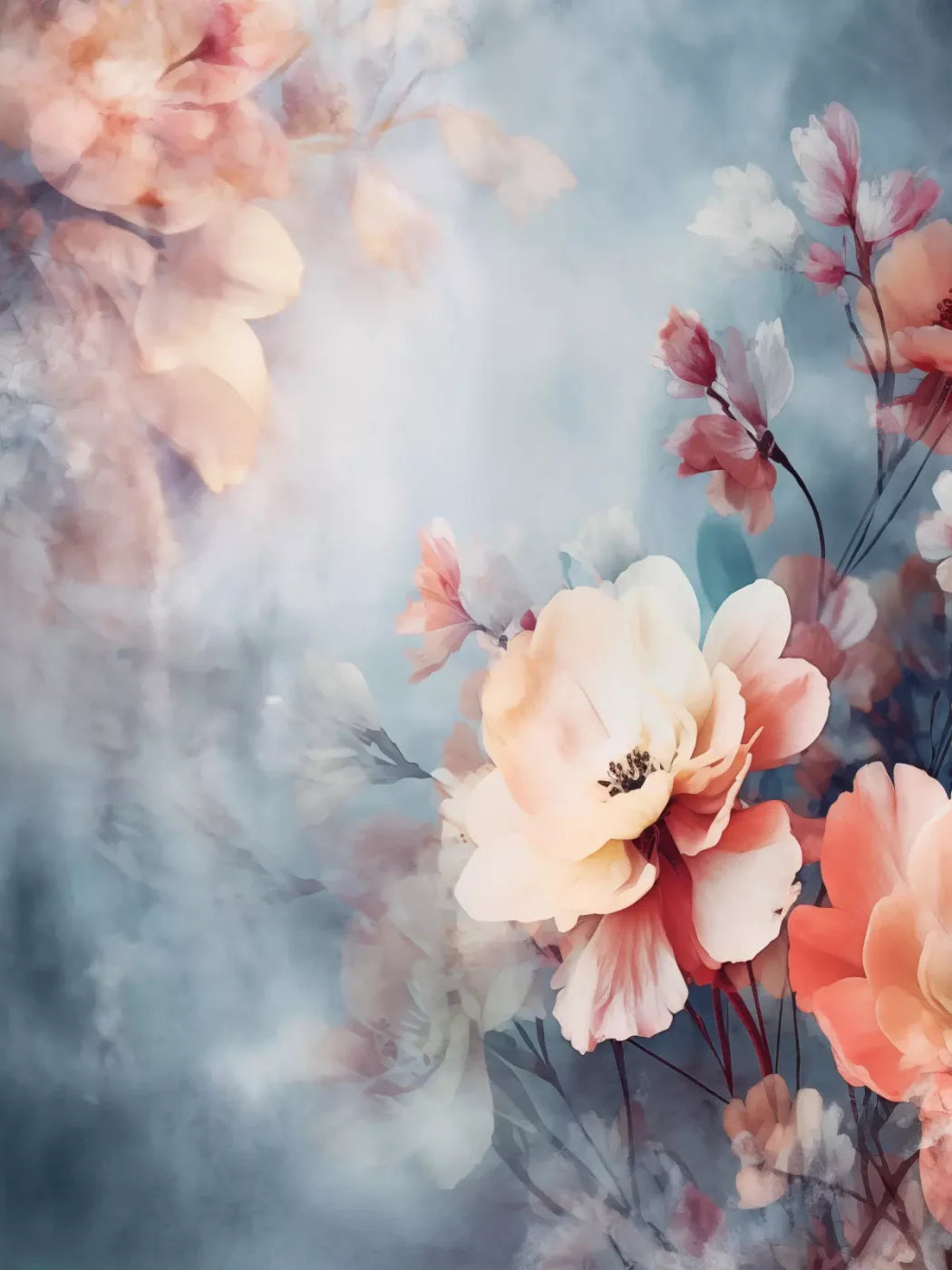 Spring Floral V 6X8 Fleece ( 72 X 96 Inch ) Backdrop