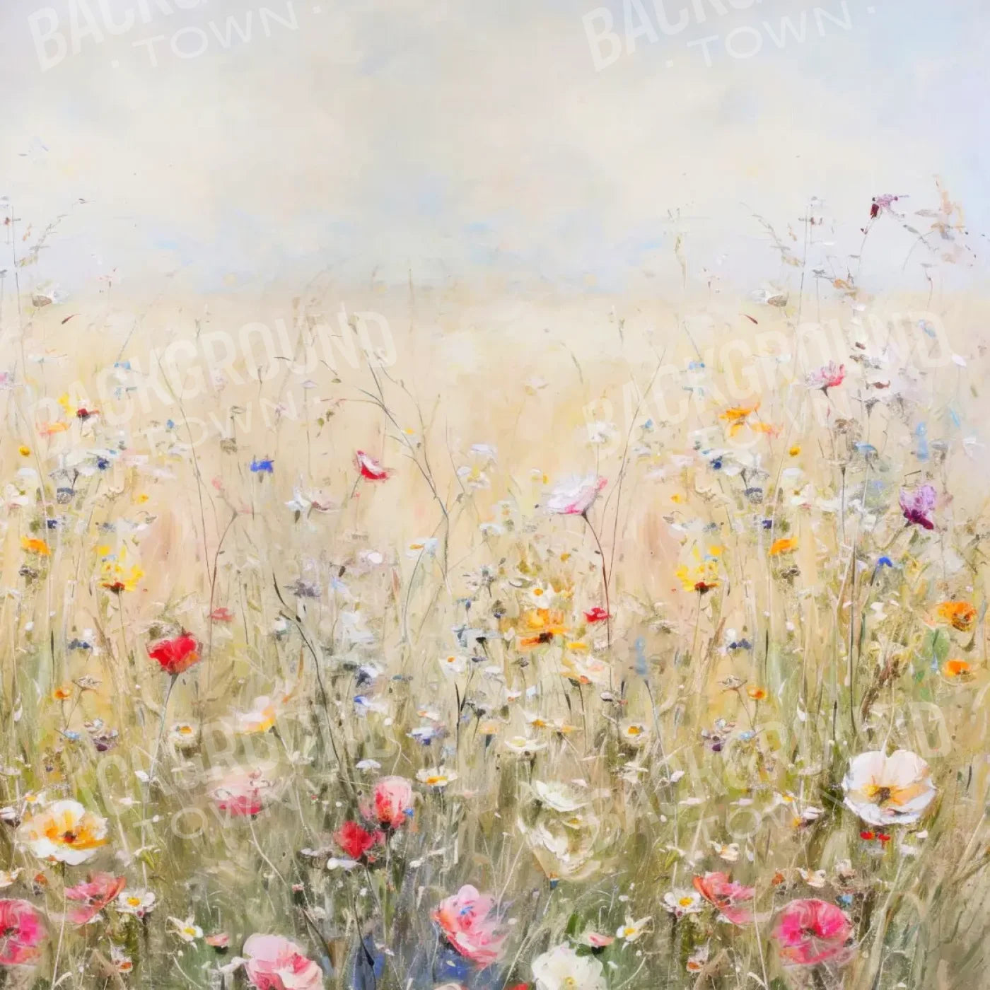 Spring Flower Field 8’x8’ Fleece (96 x 96 inch) Backdrop