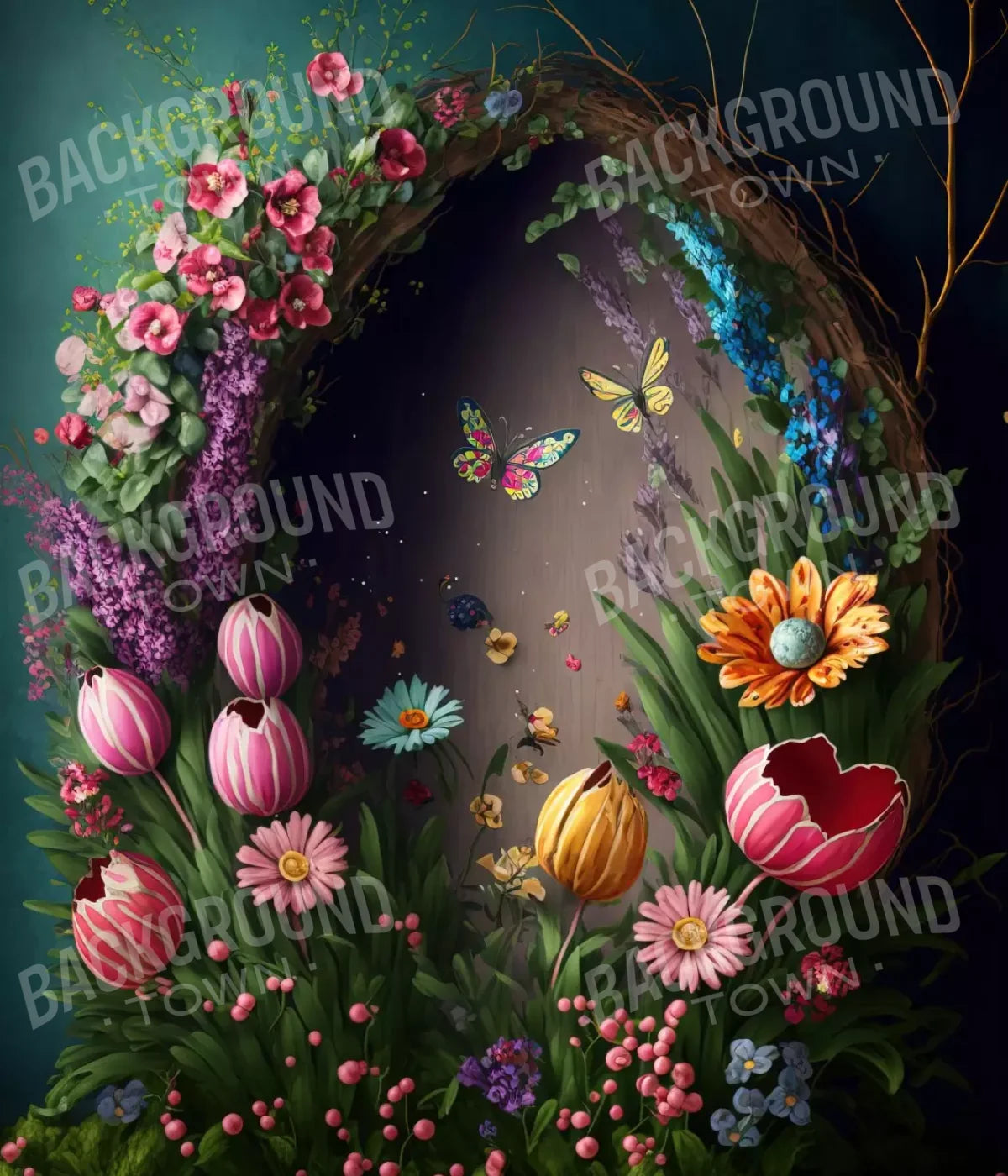 Spring Wreath 10X12 Ultracloth ( 120 X 144 Inch ) Backdrop