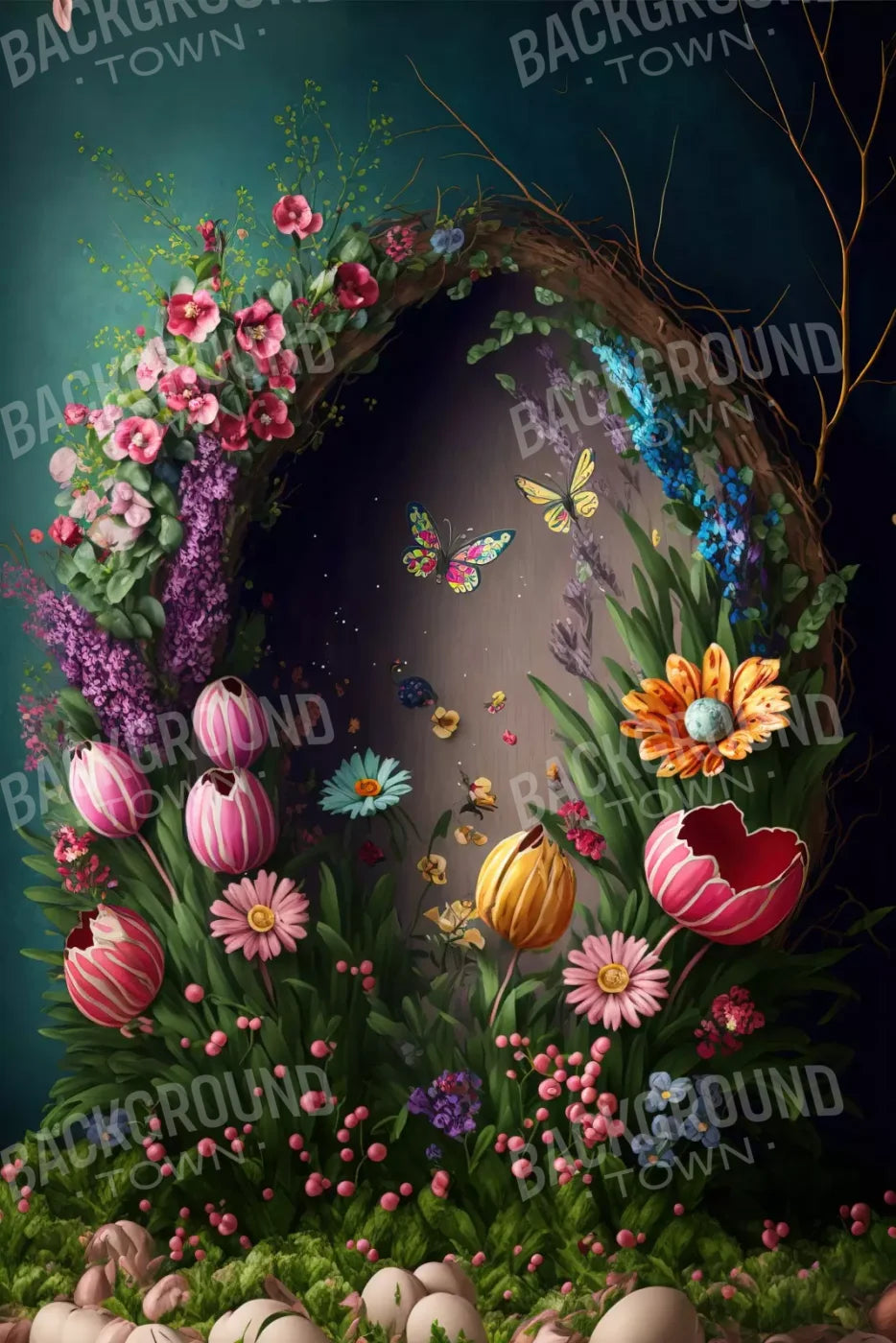 Spring Wreath 5X8 Ultracloth ( 60 X 96 Inch ) Backdrop