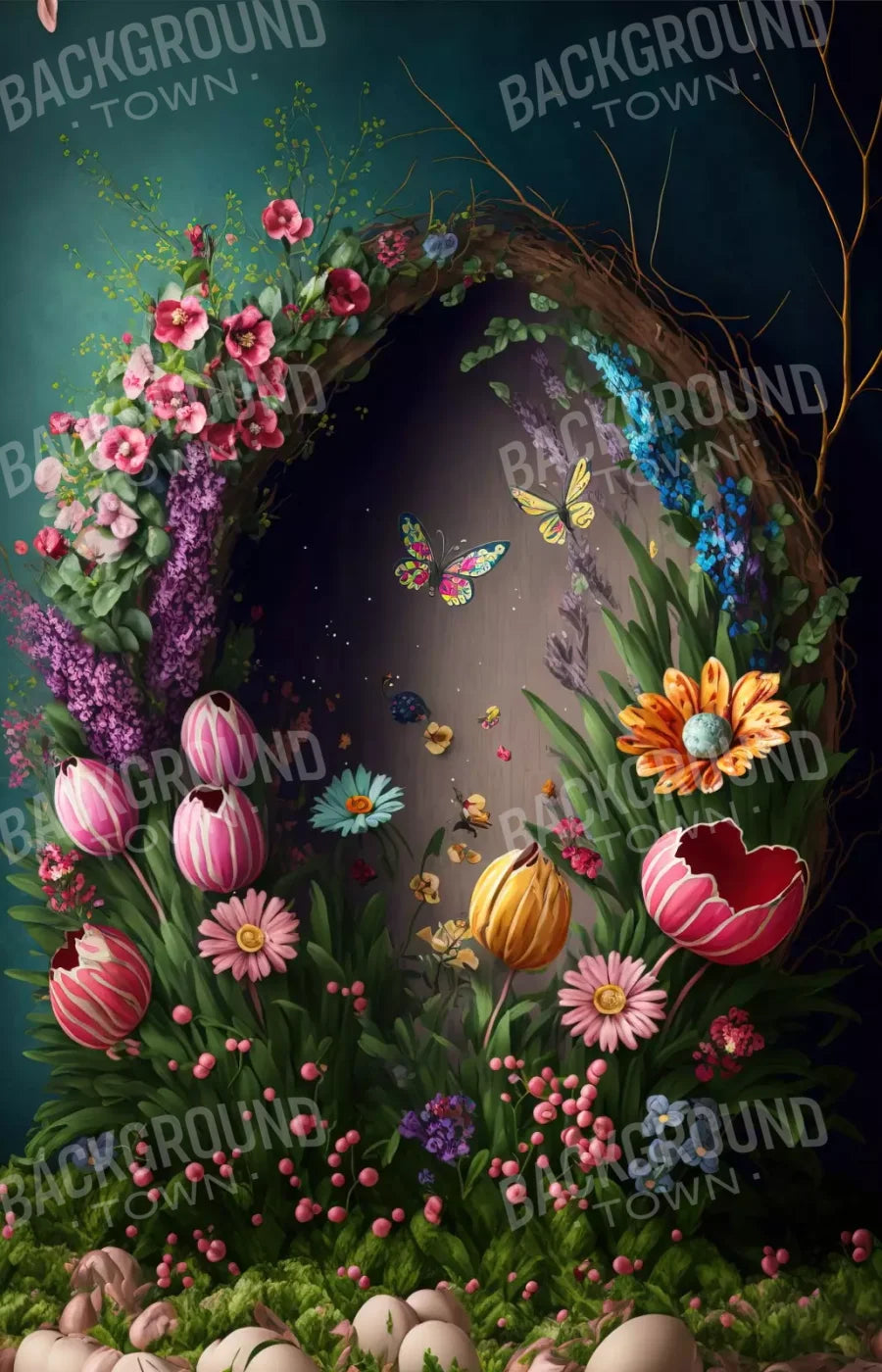 Spring Wreath 8X12 Ultracloth ( 96 X 144 Inch ) Backdrop