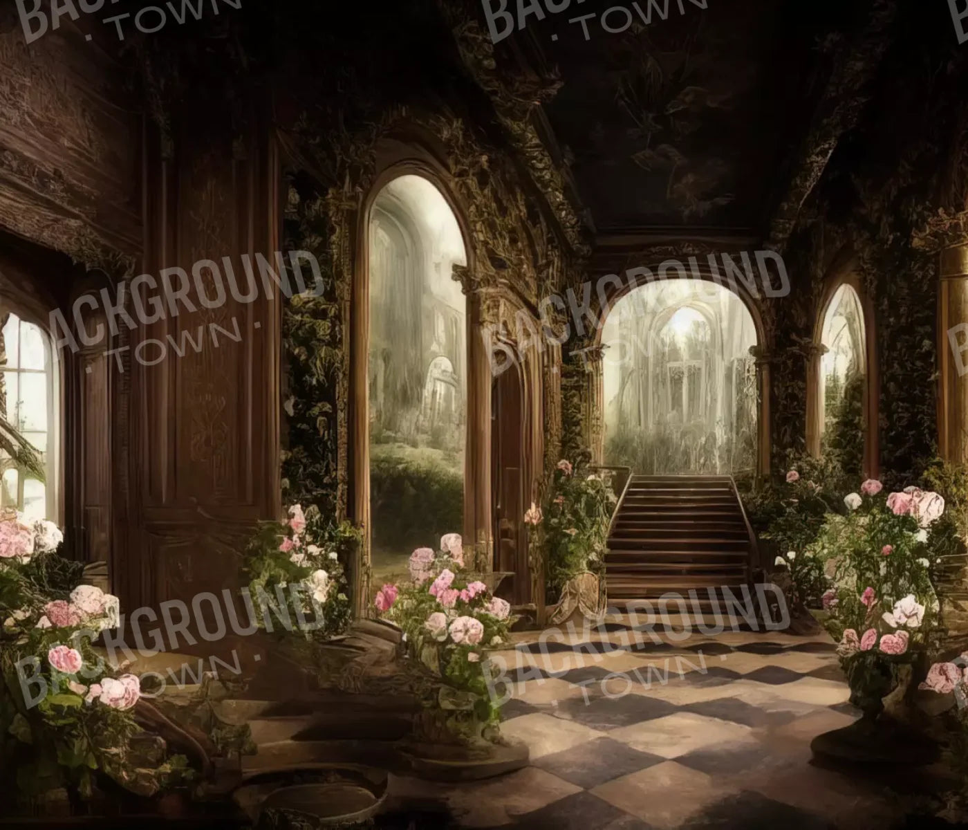 Springtime Court Manor 12’X10’ Ultracloth (144 X 120 Inch) Backdrop