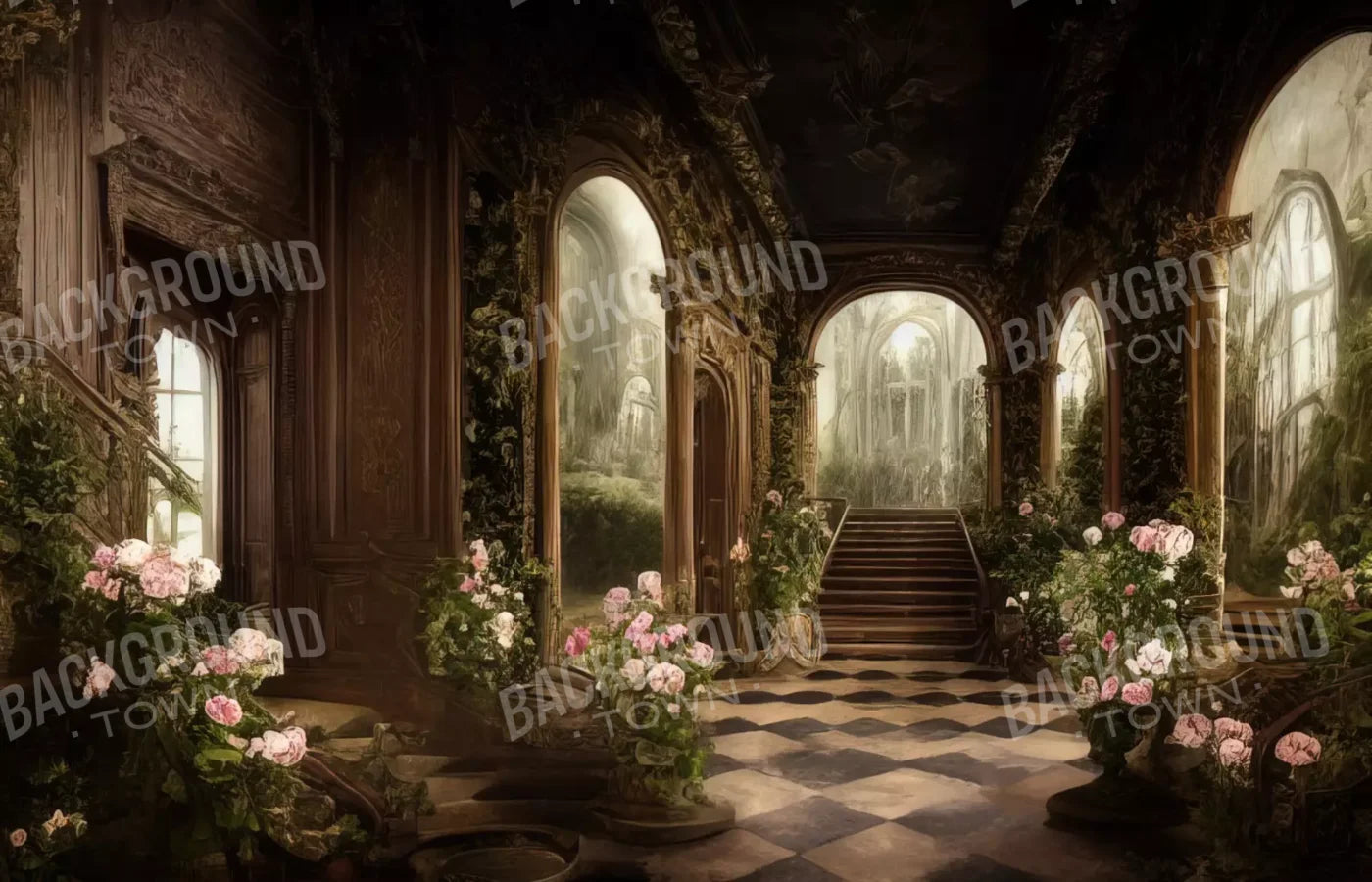 Springtime Court Manor 12’X8’ Ultracloth (144 X 96 Inch) Backdrop