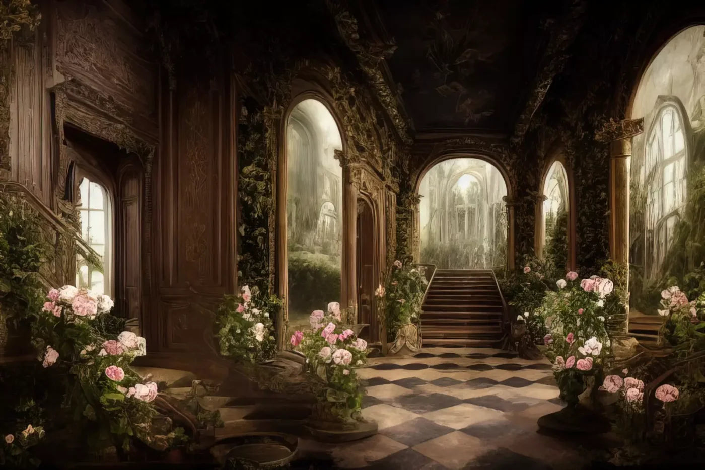 Springtime Court Manor 8’X5’ Ultracloth (96 X 60 Inch) Backdrop