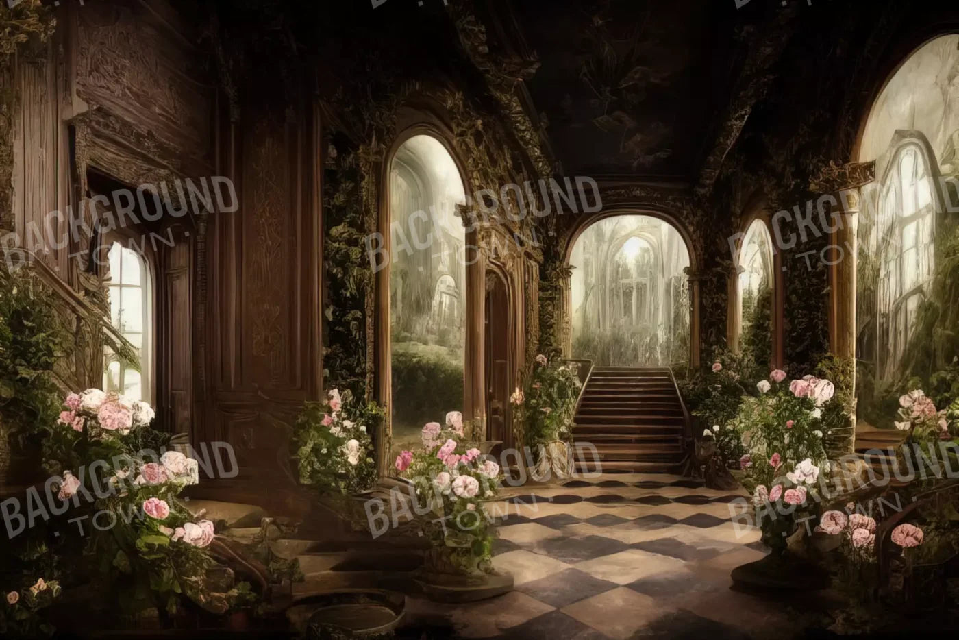 Springtime Court Manor 8’X5’ Ultracloth (96 X 60 Inch) Backdrop