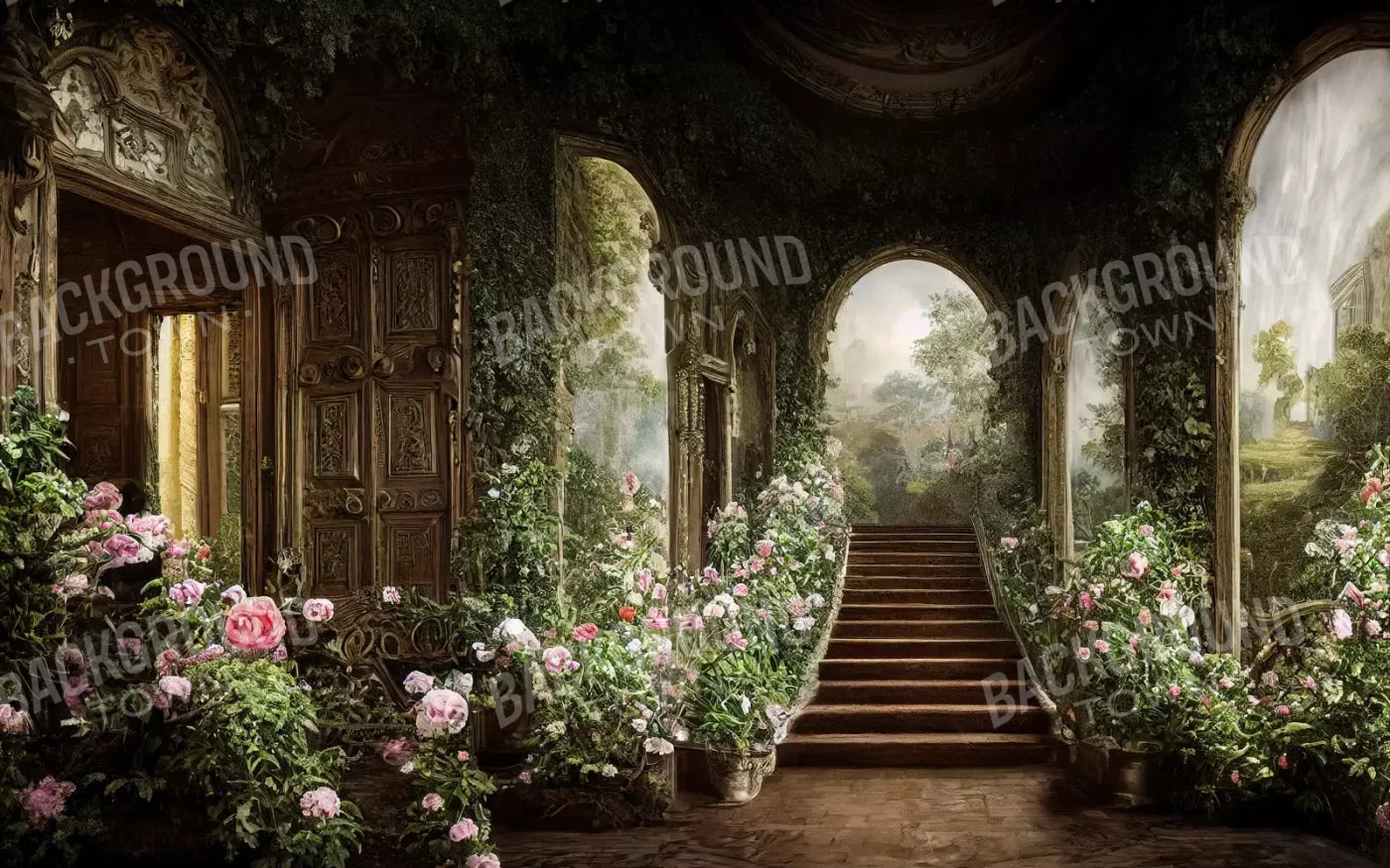 Springtime Court Manor L 14’X9’ Ultracloth (168 X 108 Inch) Backdrop