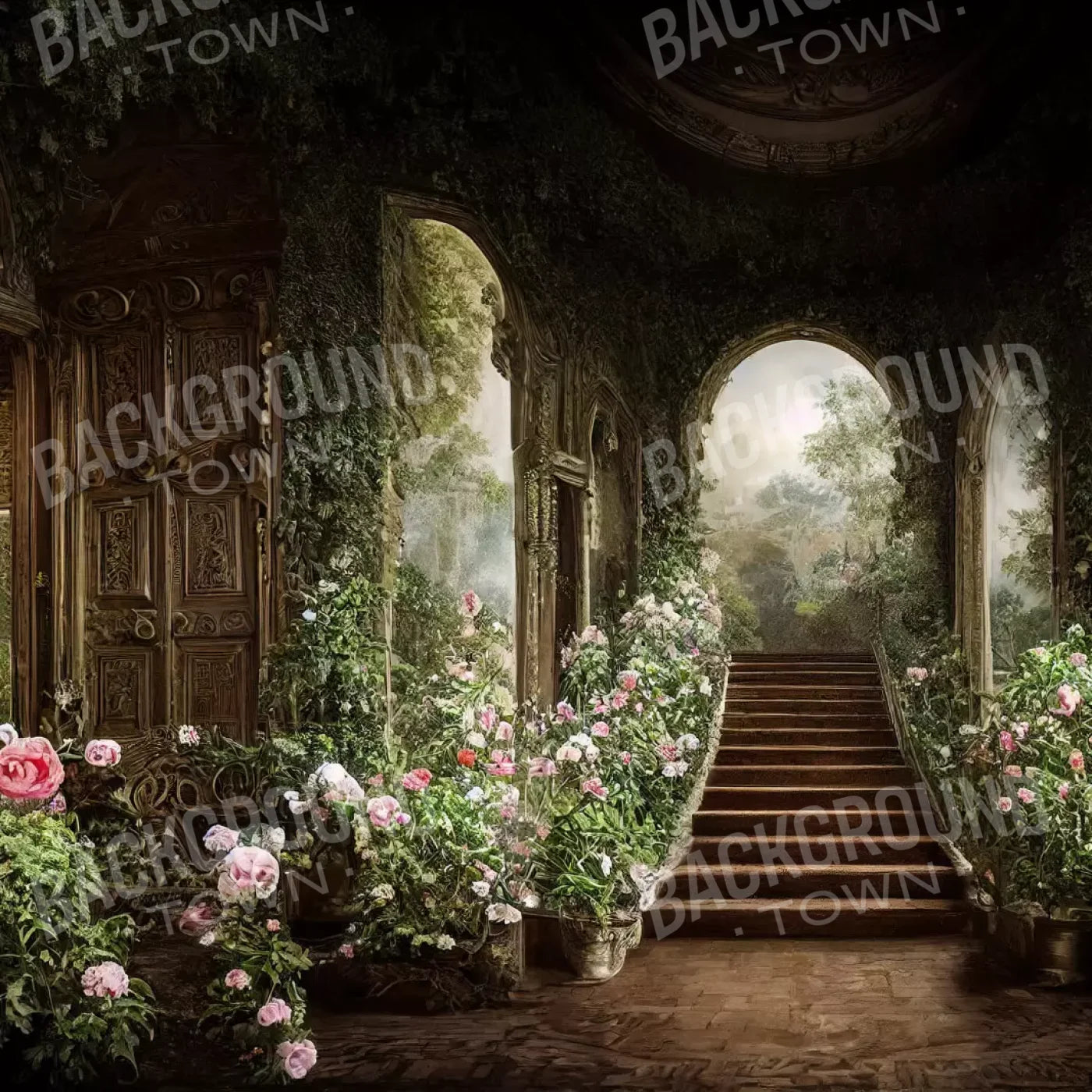 Springtime Court Manor L 8’X8’ Fleece (96 X Inch) Backdrop