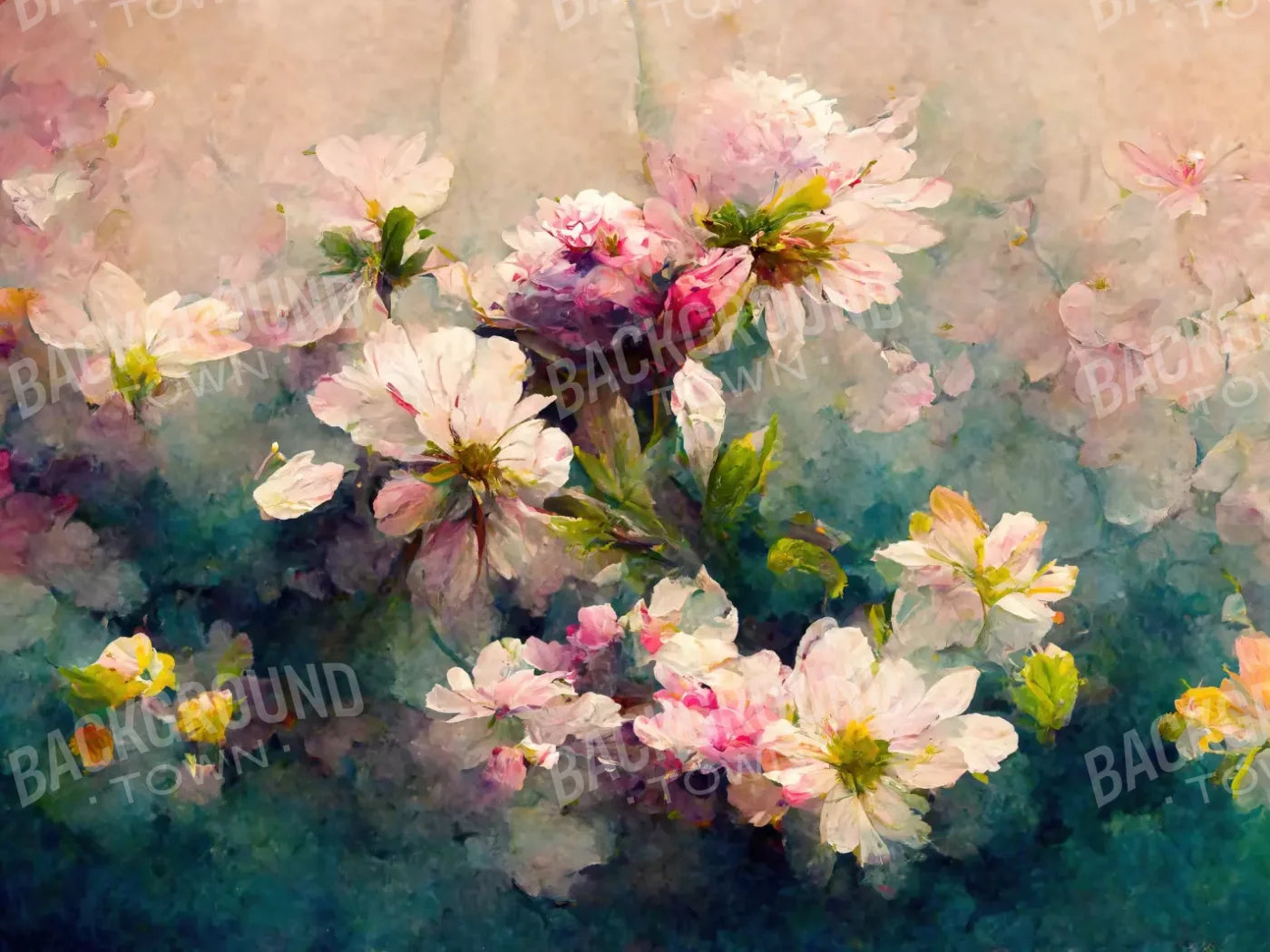 Springtime Florals 10’X8’ Fleece (120 X 96 Inch) Backdrop