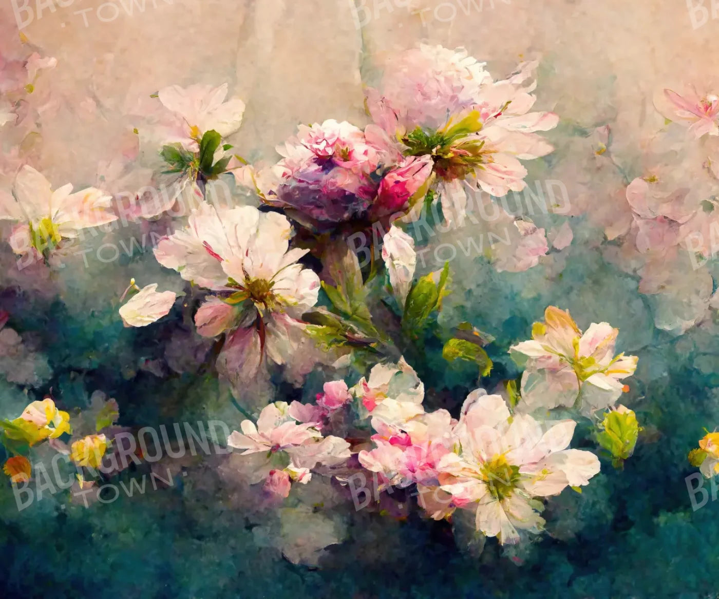 Springtime Florals 5’X4’2’ Fleece (60 X 50 Inch) Backdrop