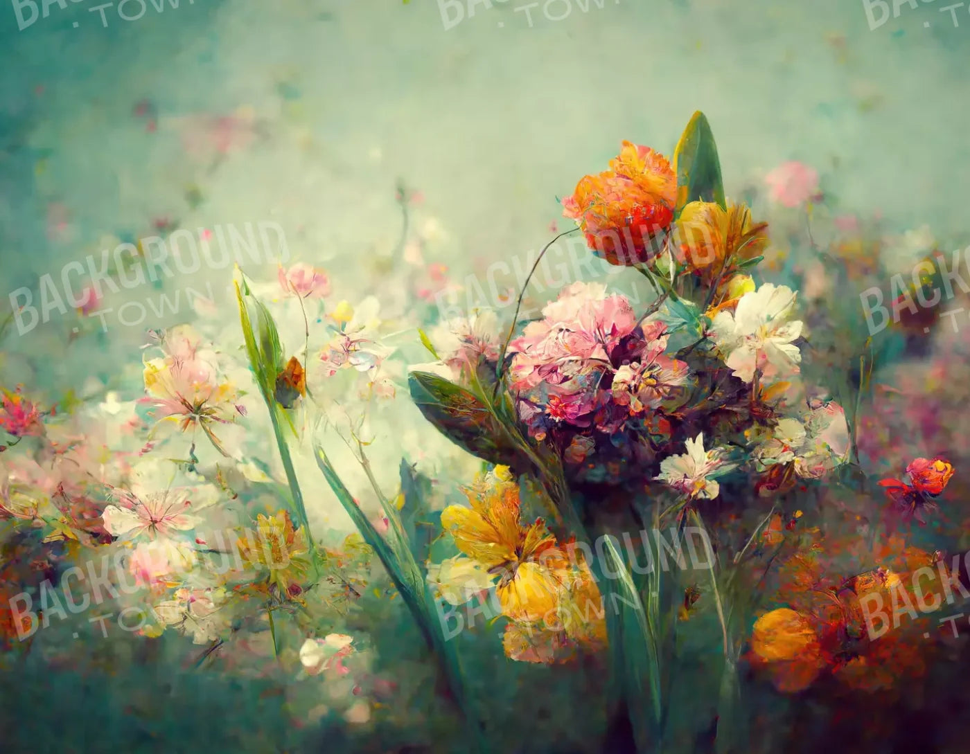 Springtime Floral L 8’X6’ Fleece (96 X 72 Inch) Backdrop