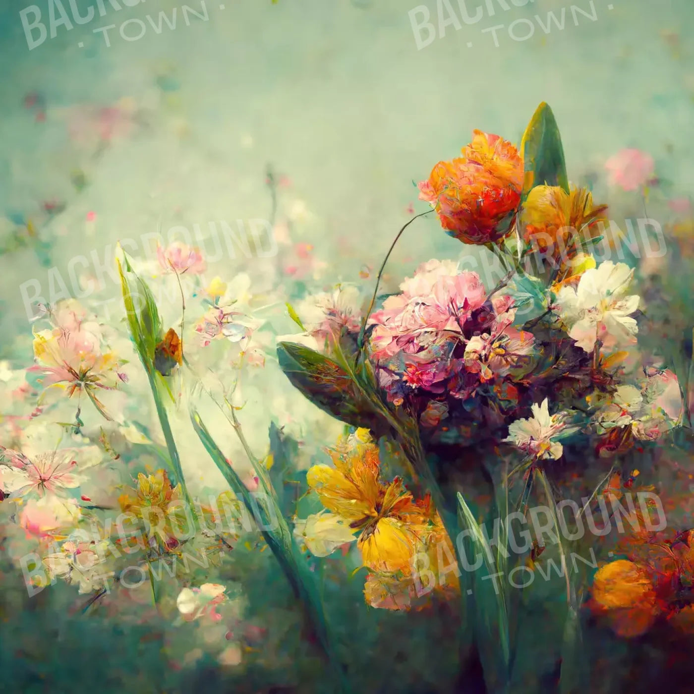 Springtime Floral L 8’X8’ Fleece (96 X Inch) Backdrop