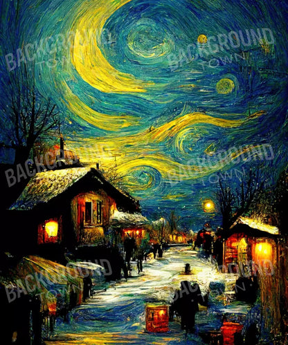 Starry Night Village 10’X12’ Ultracloth (120 X 144 Inch) Backdrop