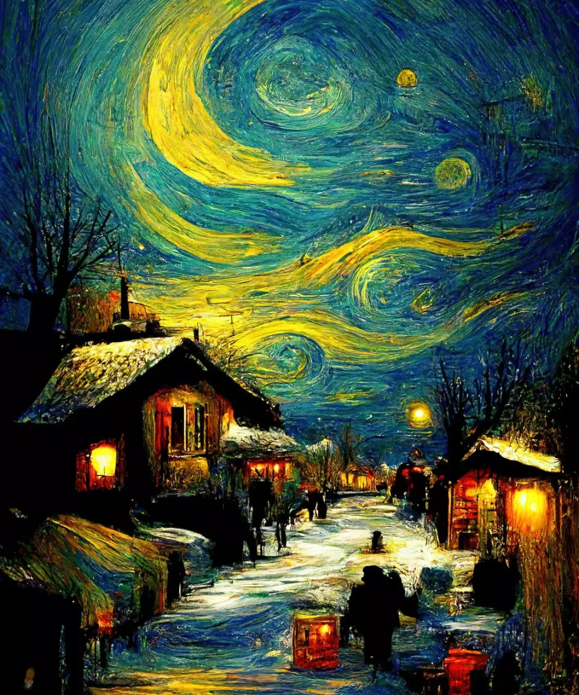 Starry Night Village 10’X12’ Ultracloth (120 X 144 Inch) Backdrop