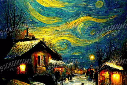 Starry Night Village 12’X8’ Ultracloth (144 X 96 Inch) Backdrop