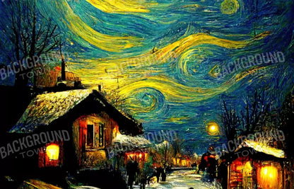 Starry Night Village 14’X9’ Ultracloth (168 X 108 Inch) Backdrop