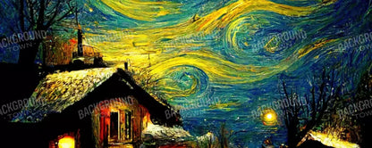 Starry Night Village 20’X8’ Ultracloth (240 X 96 Inch) Backdrop