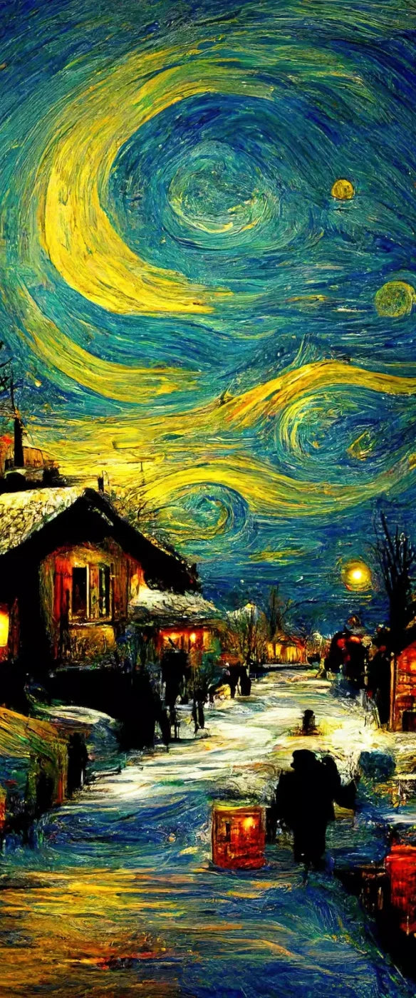 Starry Night Village 5’X12’ Ultracloth For Westcott X-Drop (60 X 144 Inch) Backdrop