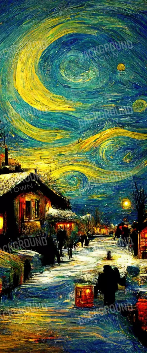 Starry Night Village 5’X12’ Ultracloth For Westcott X-Drop (60 X 144 Inch) Backdrop