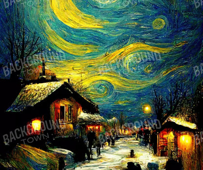 Starry Night Village 5’X4’2 Fleece (60 X 50 Inch) Backdrop