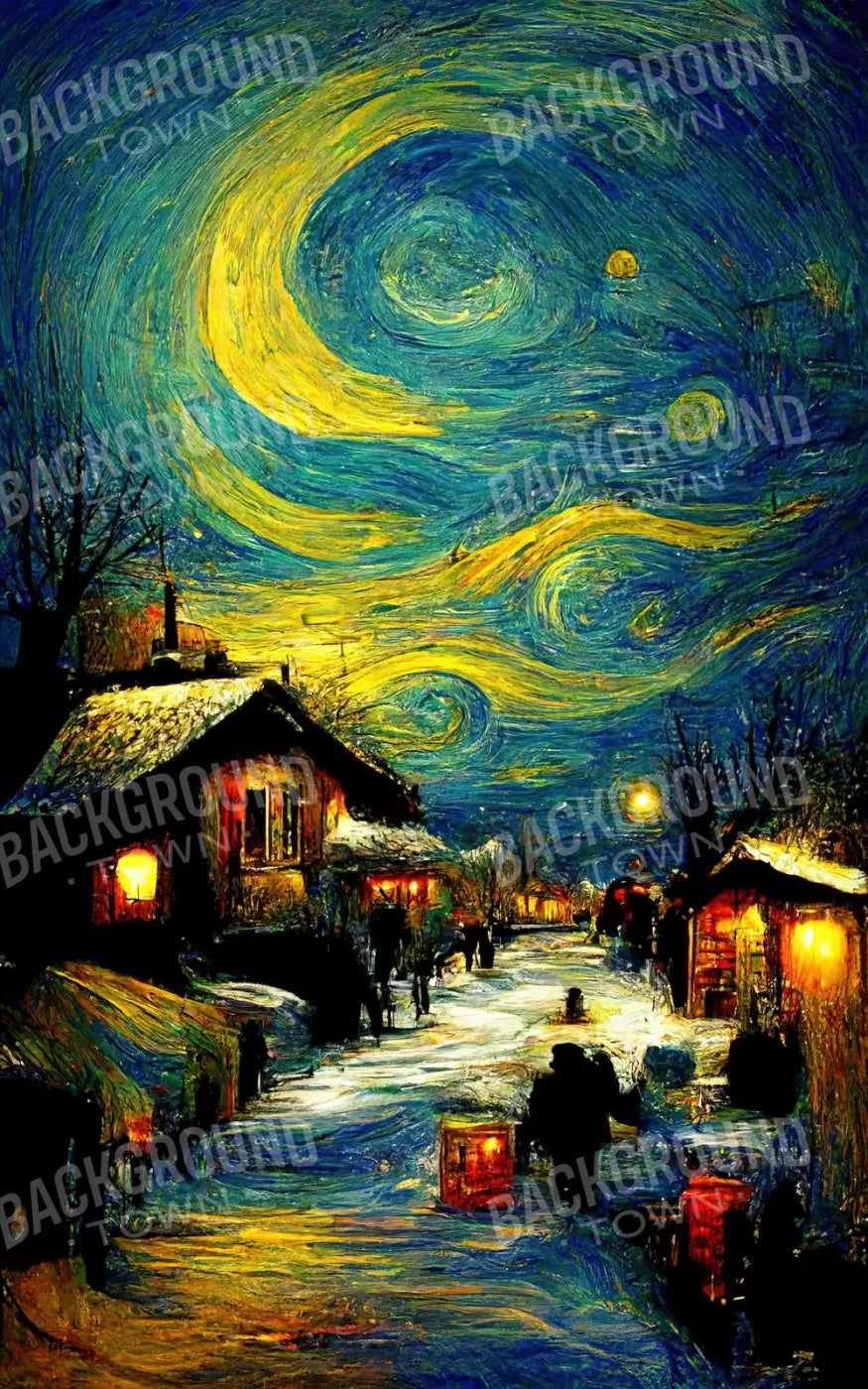 Starry Night Village 5’X8’ Ultracloth (60 X 96 Inch) Backdrop