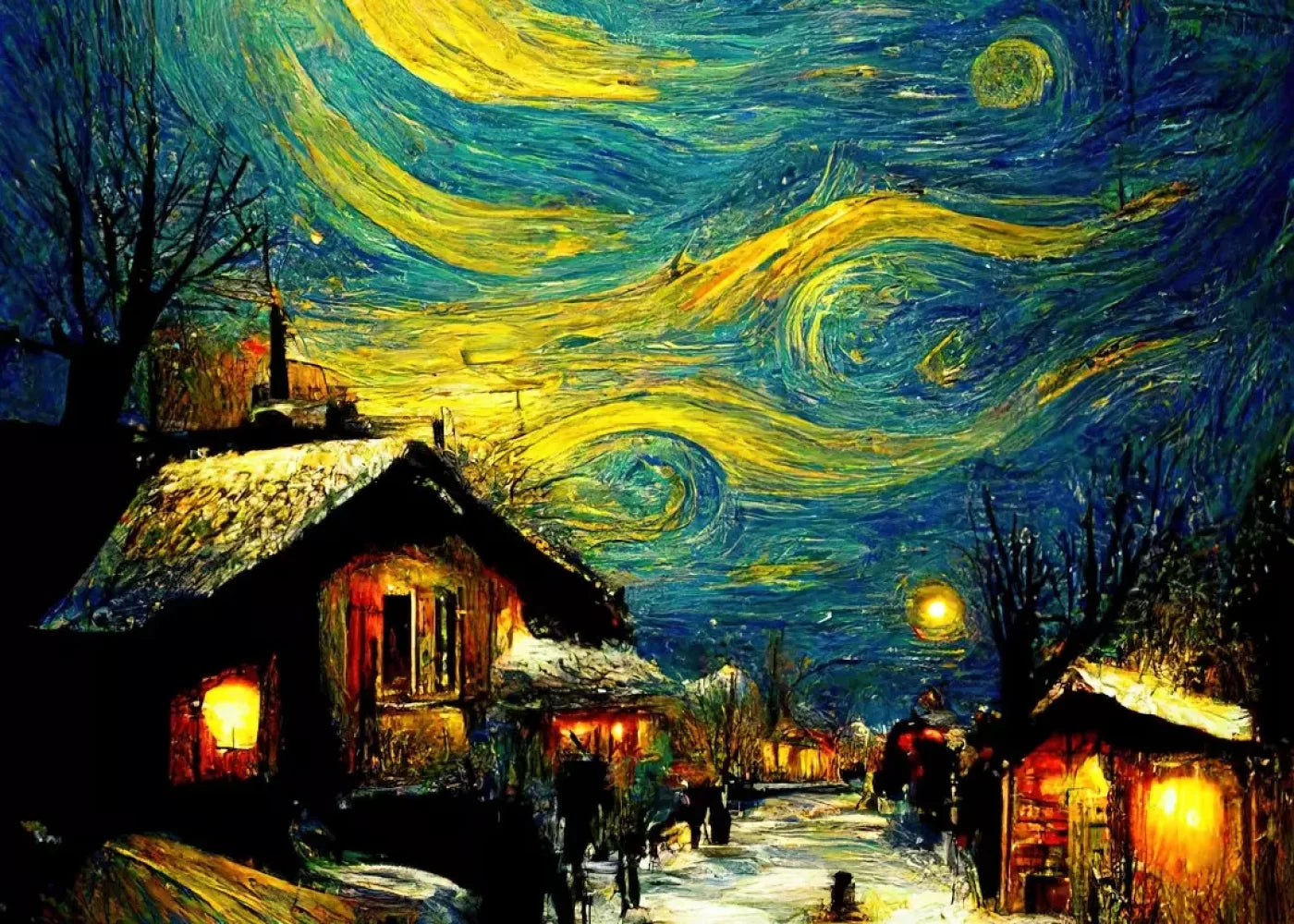 Starry Night Village 7’X5’ Ultracloth (84 X 60 Inch) Backdrop