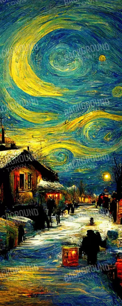 Starry Night Village 8’X20’ Ultracloth (96 X 240 Inch) Backdrop