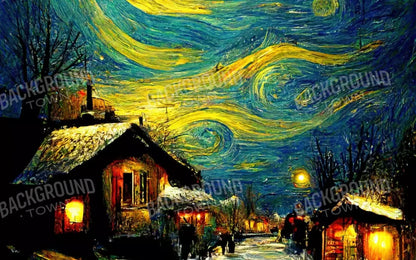 Starry Night Village 8’X5’ Ultracloth (96 X 60 Inch) Backdrop