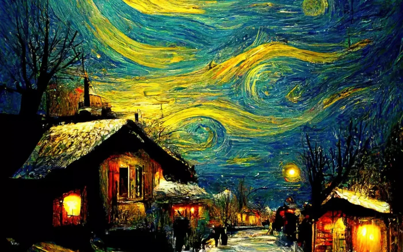 Starry Night Village 8’X5’ Ultracloth (96 X 60 Inch) Backdrop