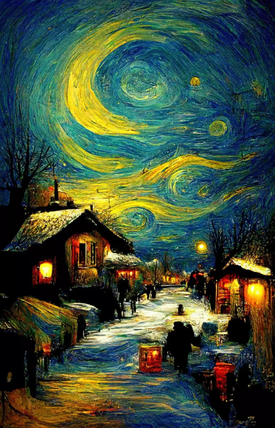 Starry Night Village 9’X14’ Ultracloth (108 X 168 Inch) Backdrop