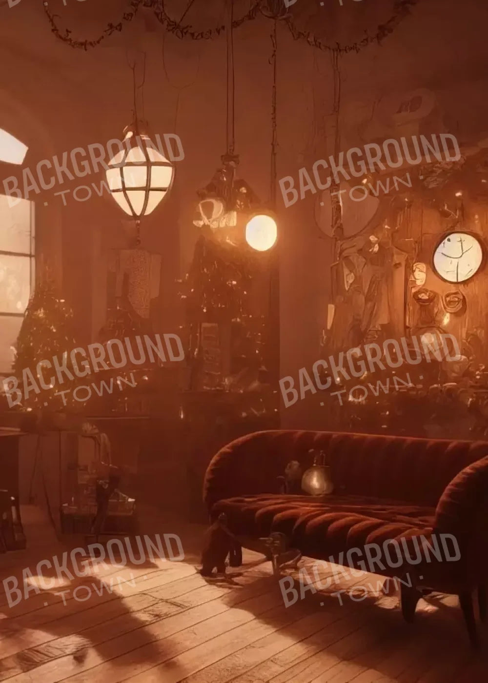 Steampunk Christmas 5’X7’ Ultracloth (60 X 84 Inch) Backdrop