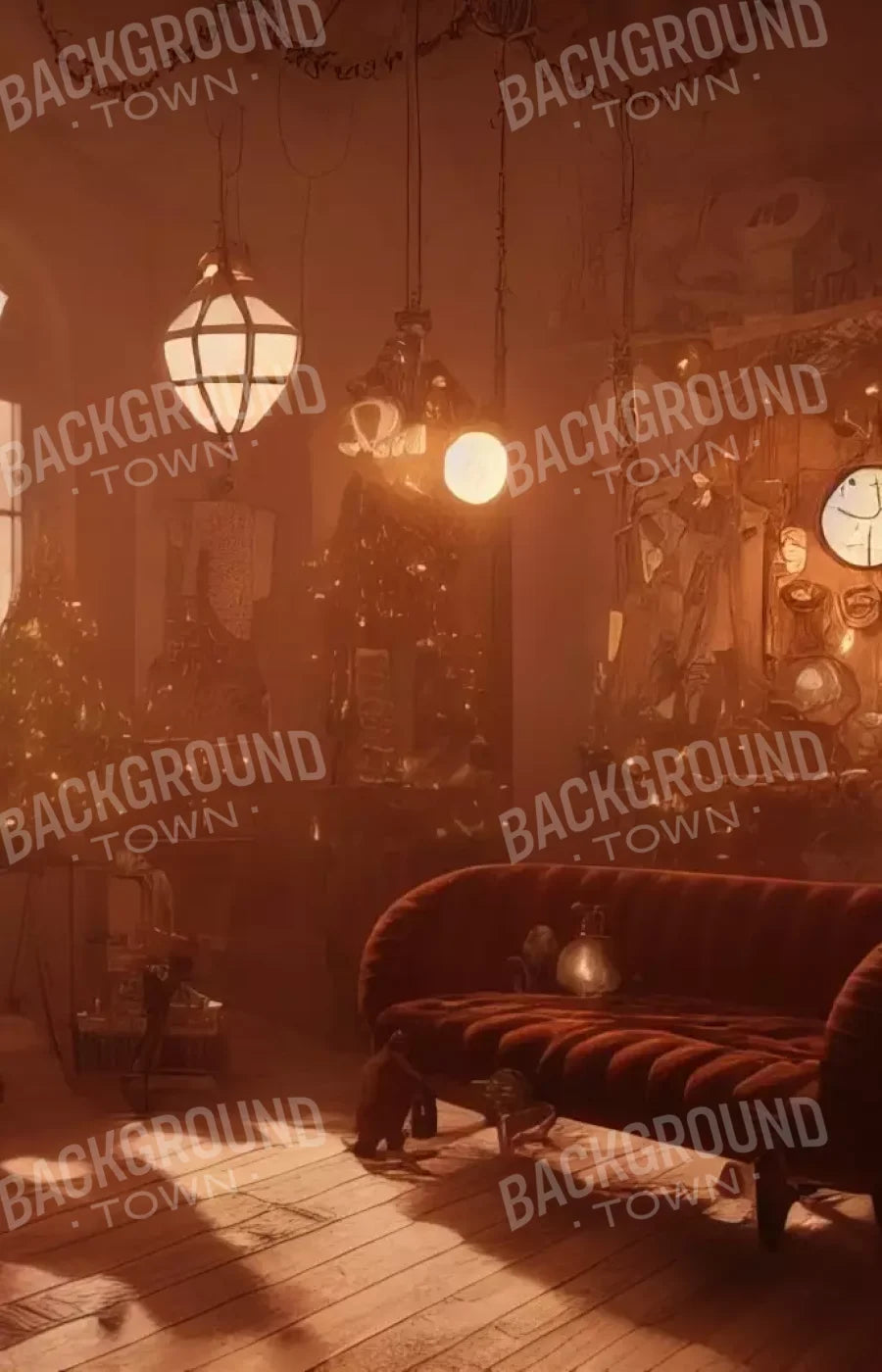 Steampunk Christmas 9’X14’ Ultracloth (108 X 168 Inch) Backdrop