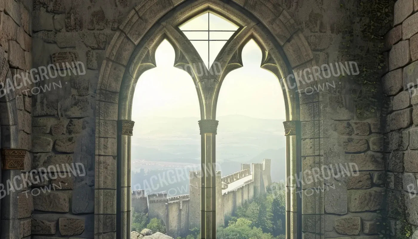 Stone Castle Room Window 14’x8’ UltraCloth (168 x 96 inch) Backdrop