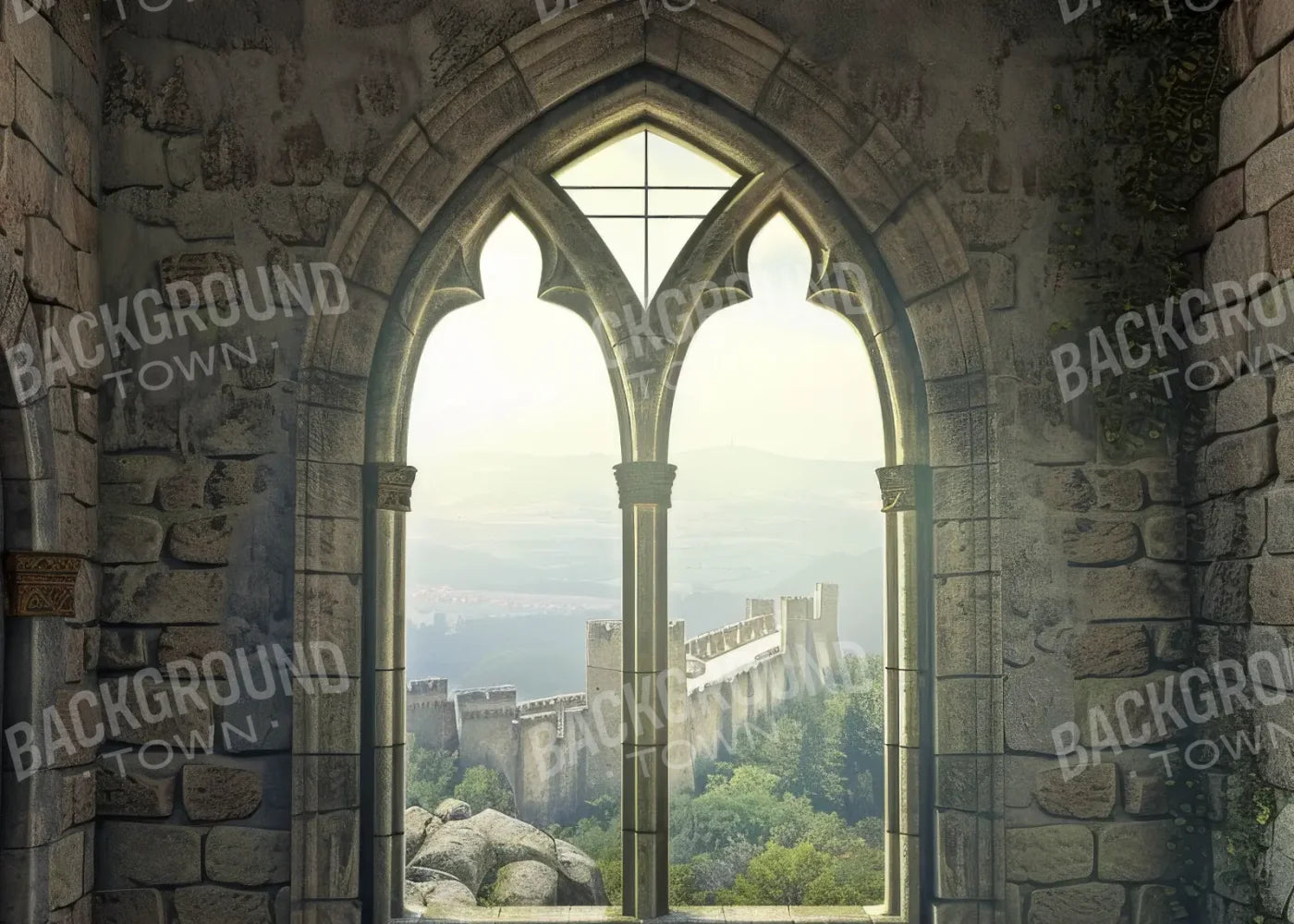 Stone Castle Room Window 7’x5’ UltraCloth (84 x 60 inch) Backdrop