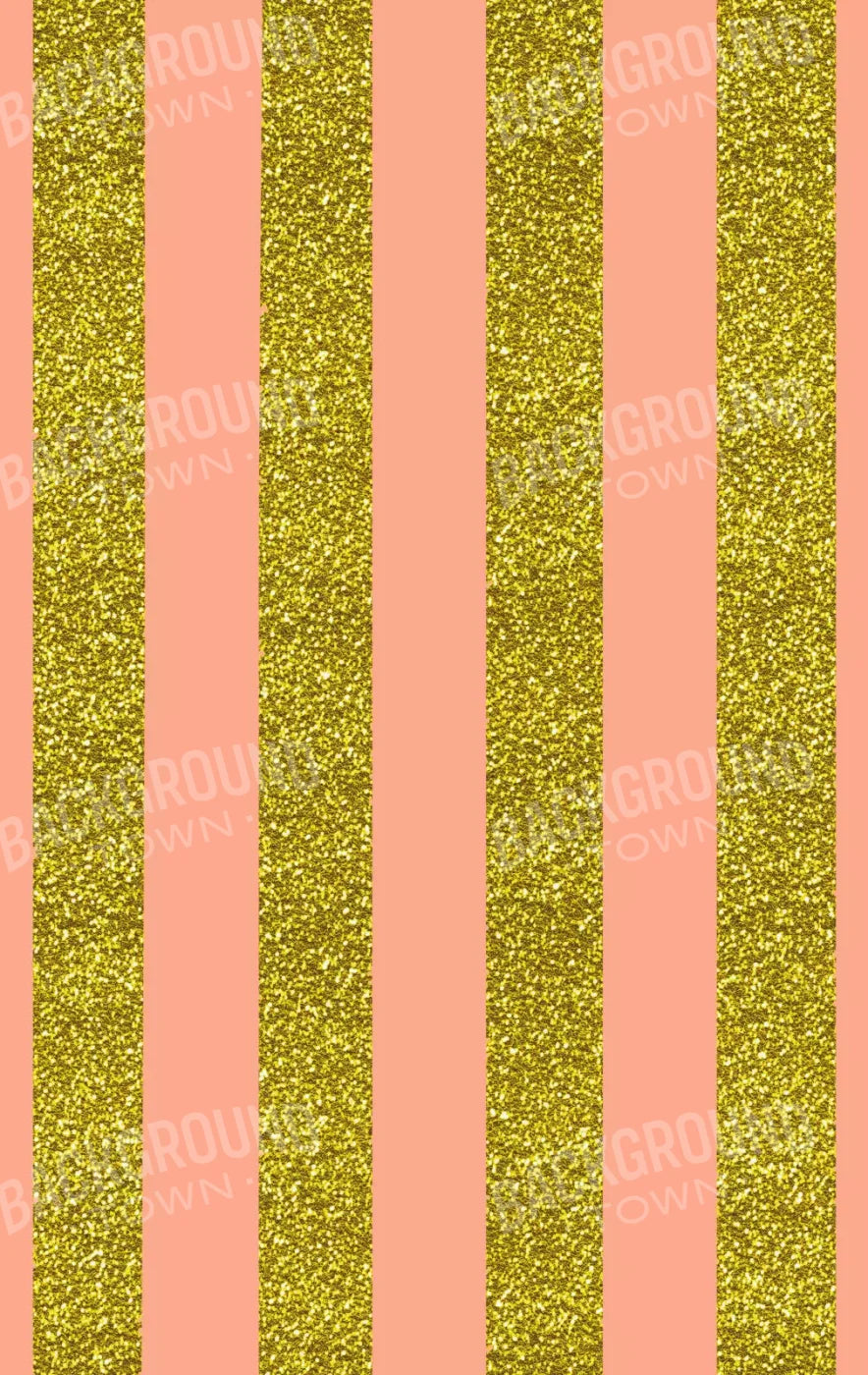 Stripes Coral Gold 10X16 Ultracloth ( 120 X 192 Inch ) Backdrop