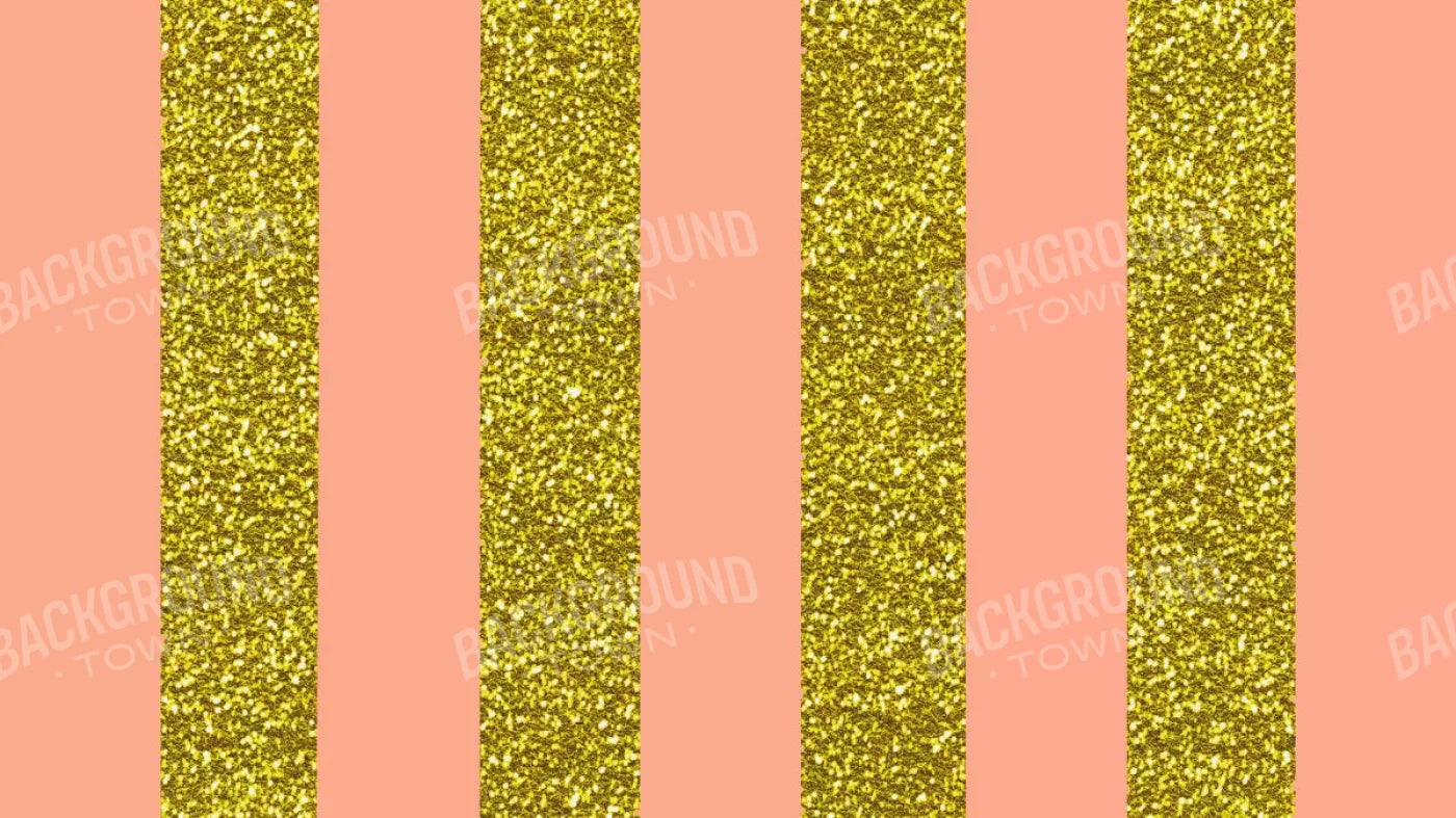Stripes Coral Gold 14X8 Ultracloth ( 168 X 96 Inch ) Backdrop