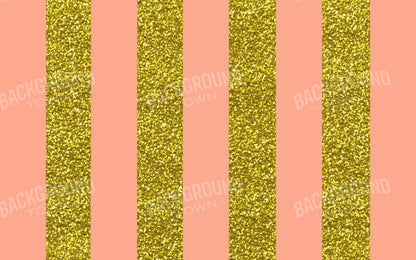 Stripes Coral Gold 14X9 Ultracloth ( 168 X 108 Inch ) Backdrop