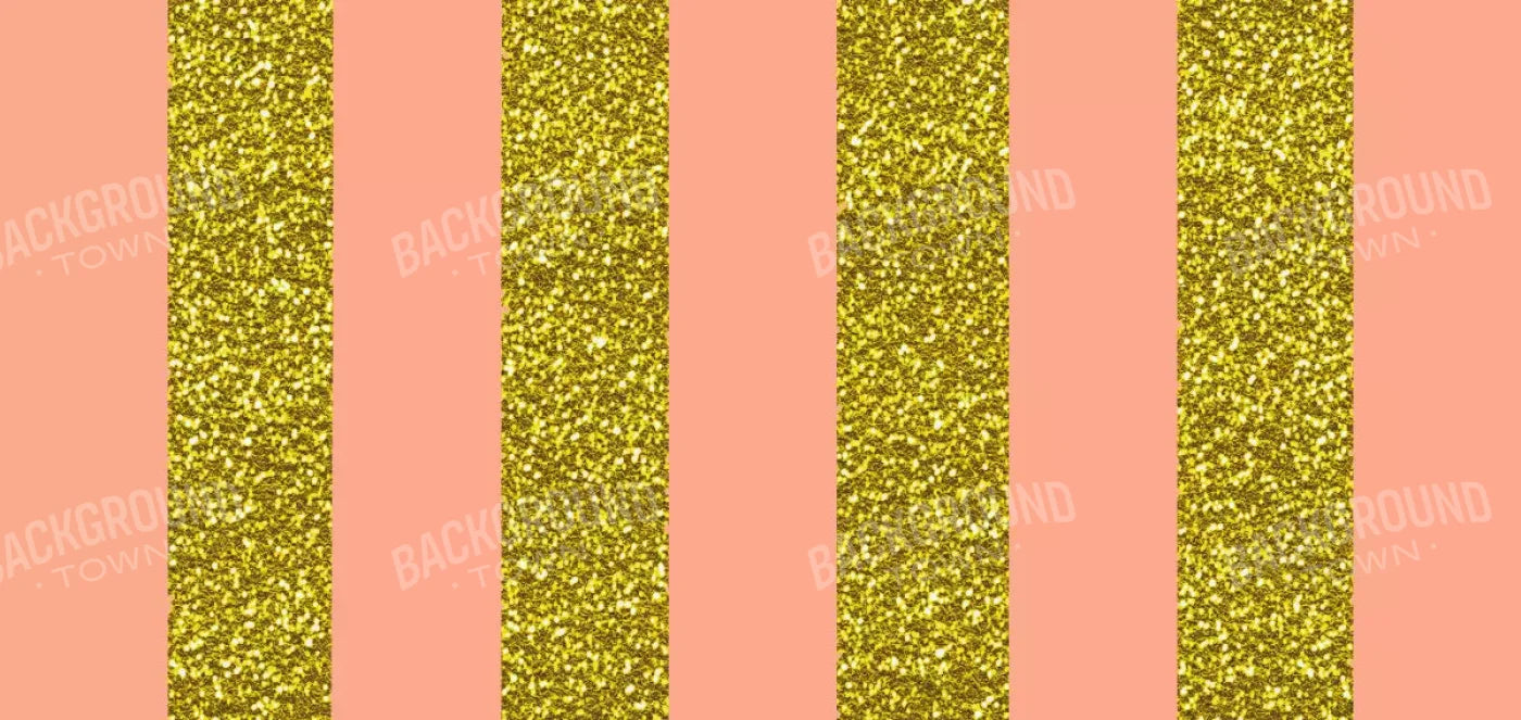 Stripes Coral Gold 16X8 Ultracloth ( 192 X 96 Inch ) Backdrop