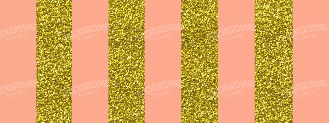 Stripes Coral Gold 20X8 Ultracloth ( 240 X 96 Inch ) Backdrop