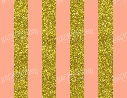 Stripes Coral Gold 8X6 Fleece ( 96 X 72 Inch ) Backdrop