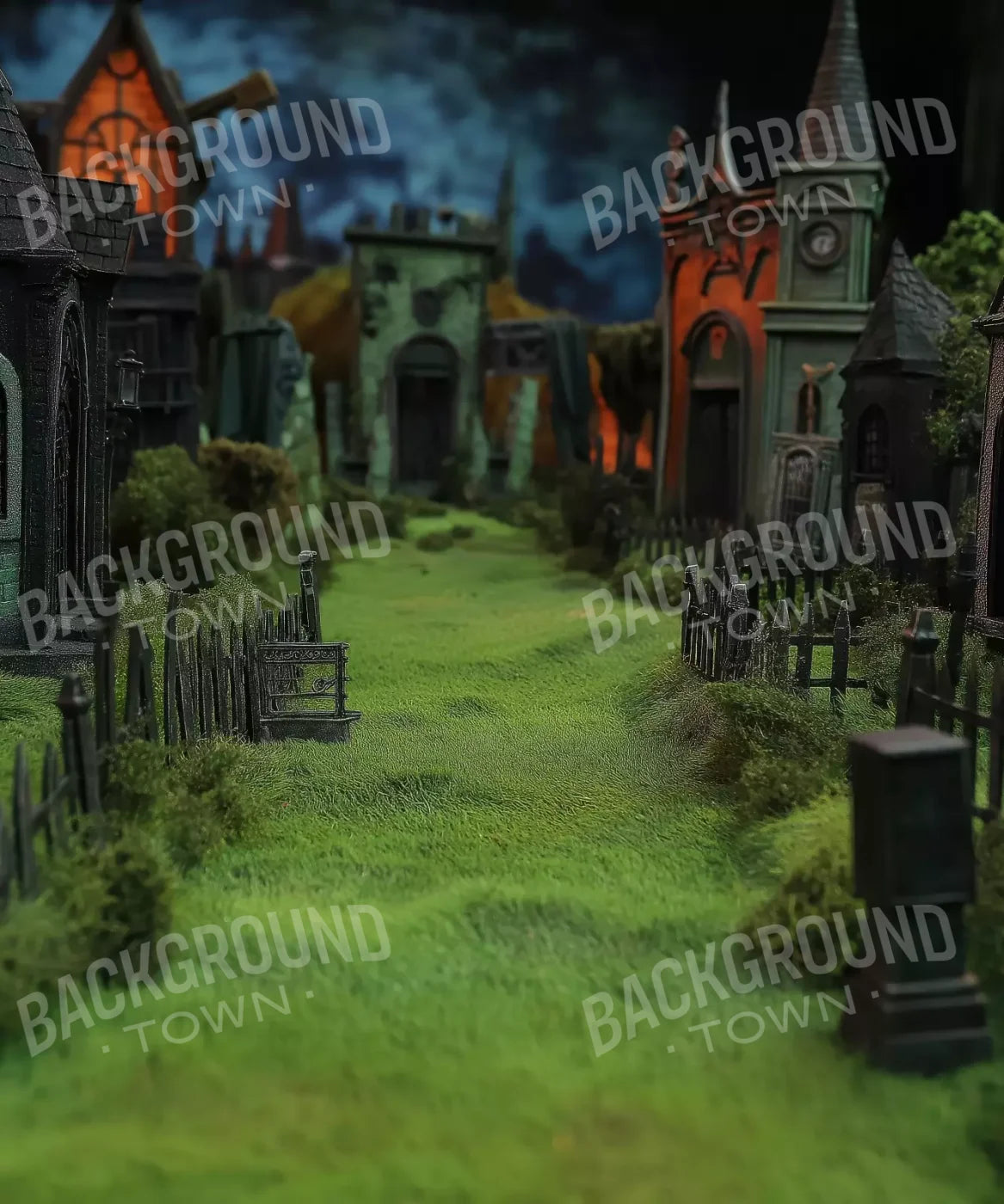 Stroll Through Halloween Village 10’x12’ UltraCloth (120 x 144 inch) Backdrop