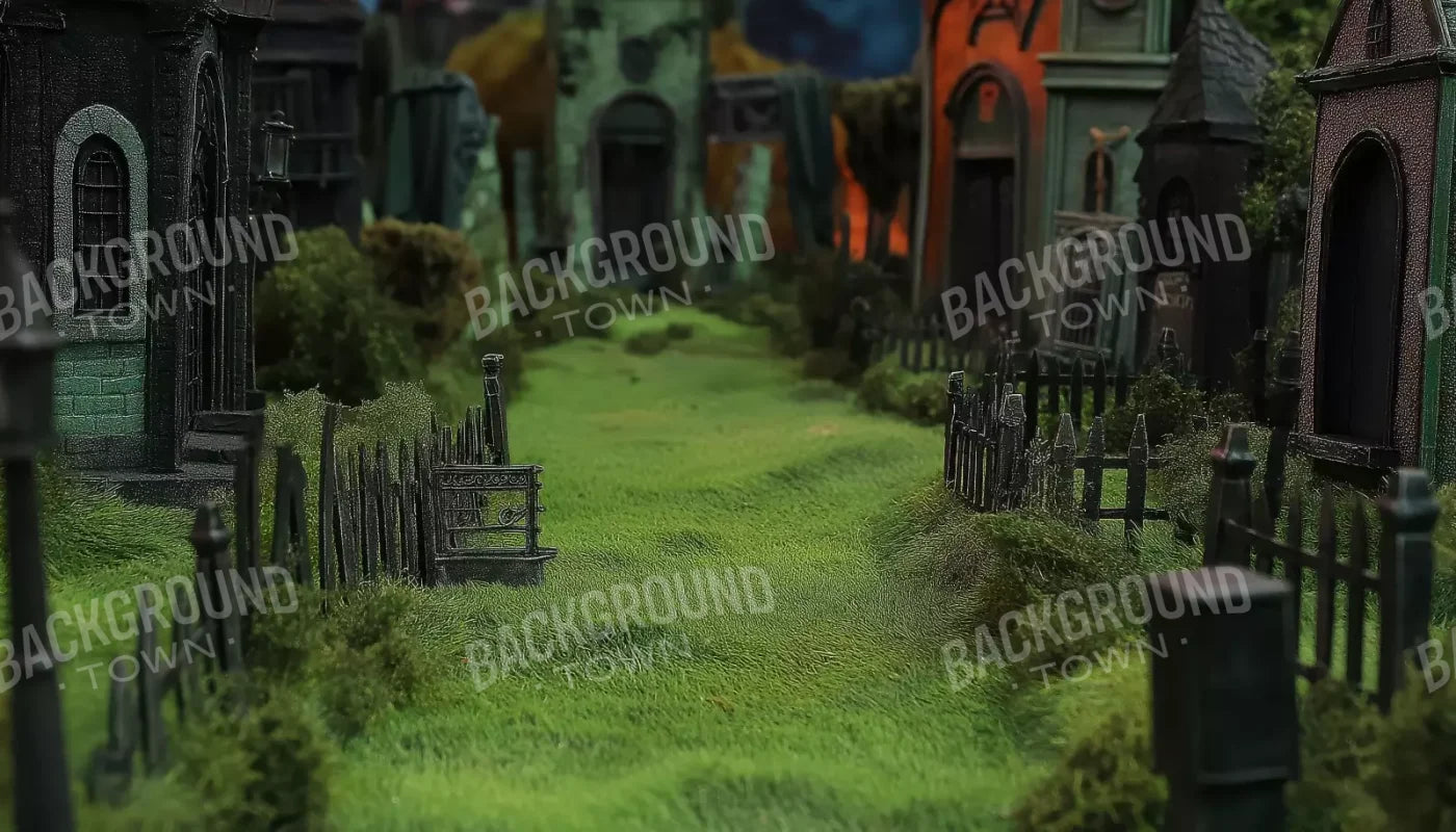 Stroll Through Halloween Village 14’x8’ UltraCloth (168 x 96 inch) Backdrop
