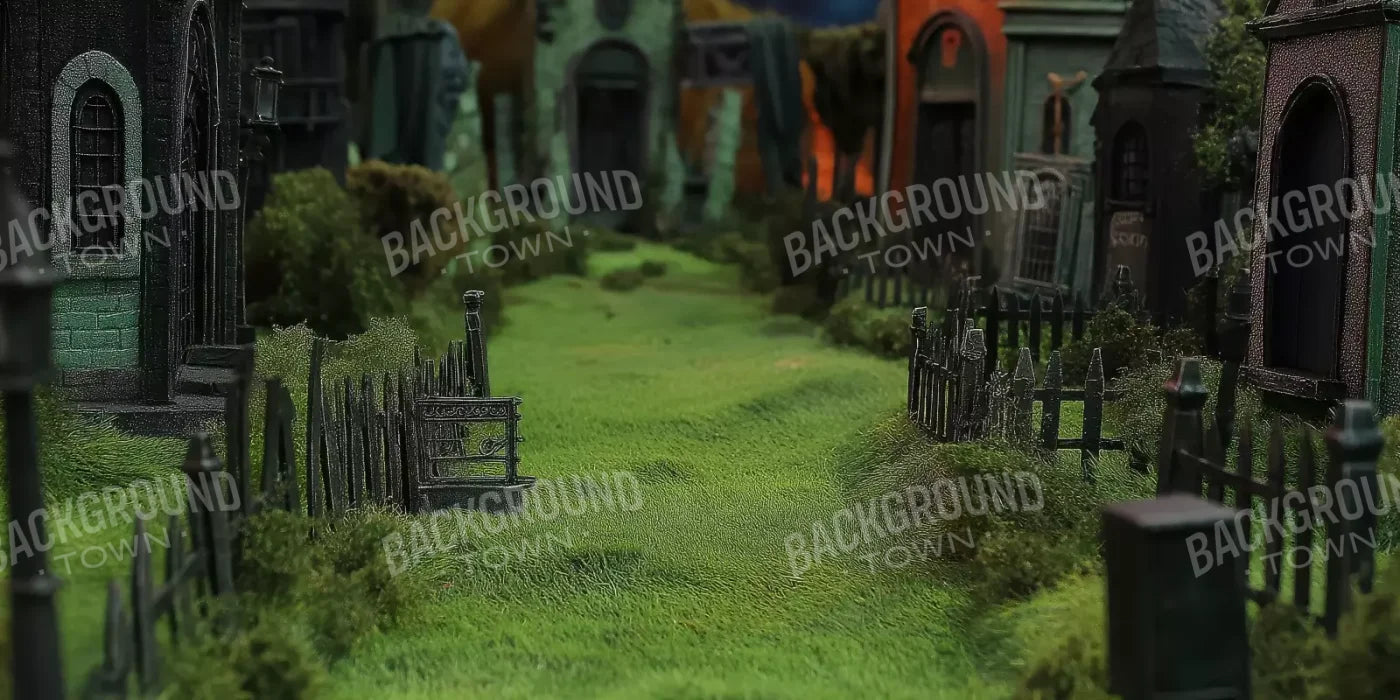 Stroll Through Halloween Village 16’x8’ UltraCloth (192 x 96 inch) Backdrop