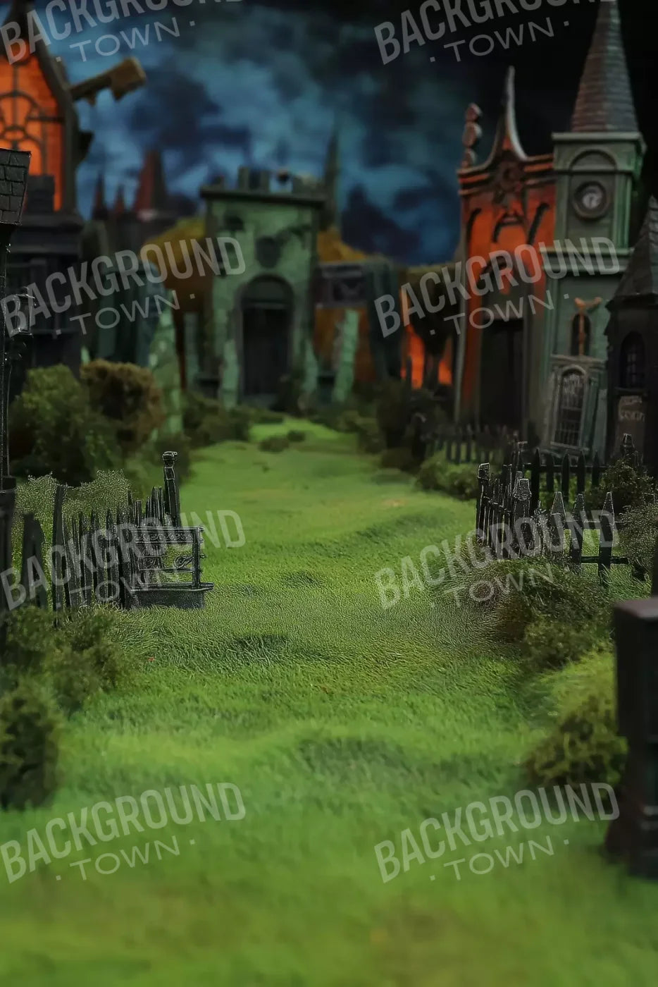Stroll Through Halloween Village 8’x12’ UltraCloth (96 x 144 inch) Backdrop