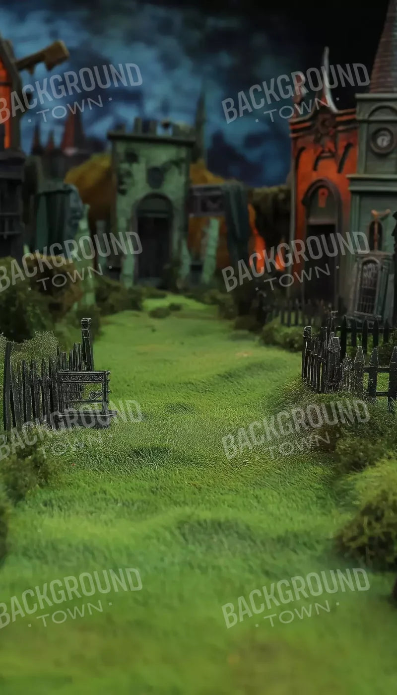 Stroll Through Halloween Village 8’x14’ UltraCloth (96 x 168 inch) Backdrop