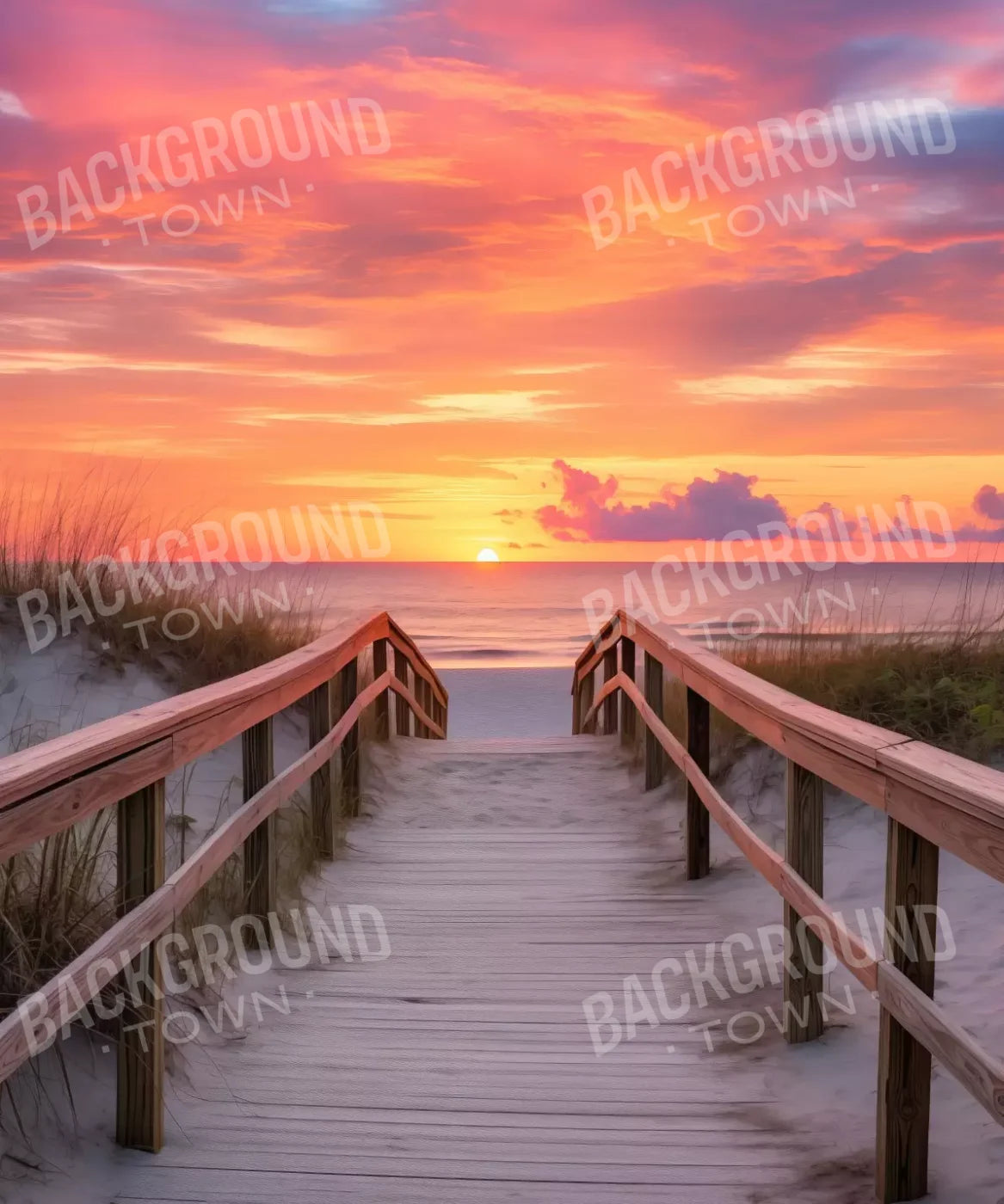 Sun set, Beach , Orange , Beige  Backdrop for Photography